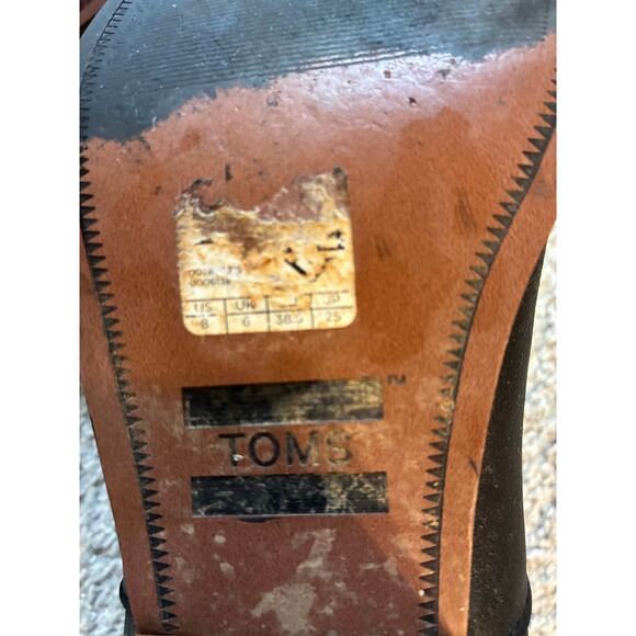 Toms Black Leather Leila Rear Zipper Bootie Sz 9 Western Boho Concert GNO Rodeo - Picture 5 of 7